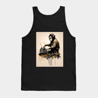 BANKSY DJ Monkey Thinker illustration Tank Top